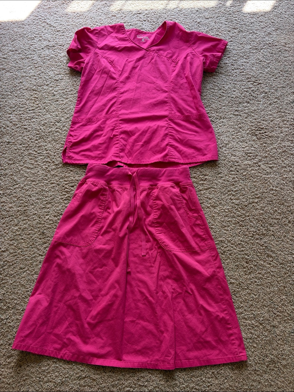 Women’s Pink scrub Skirt Set - Lightweight Two-Piece Skirt & Top